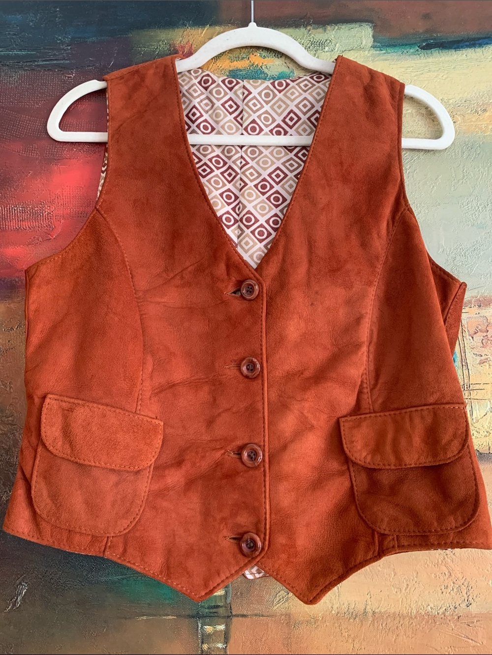 VTG 70s Deastock Two Piece Suede Vest & Skirt Set , Current Sz US 6-8 - Picture 5 of 17